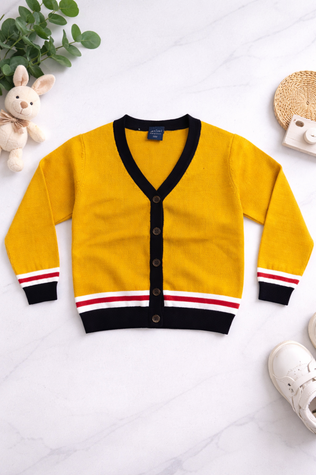 Yellow unisex sweater - Classic cardigan casual design