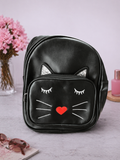 Girl's Backpack - Black with Cute Cat Whiskers