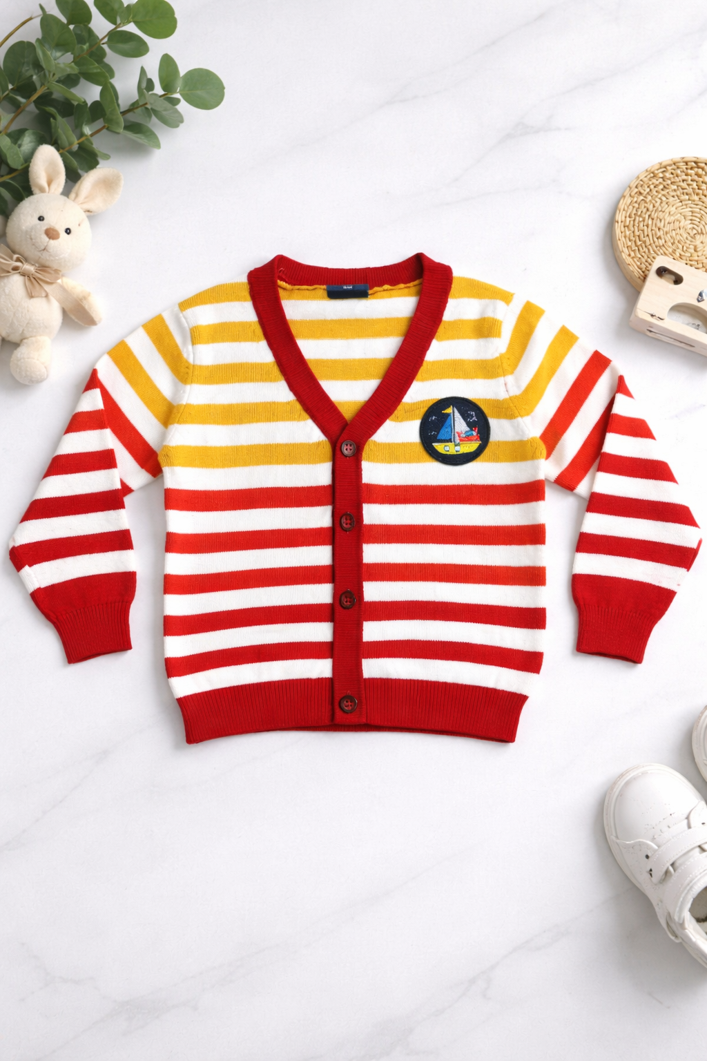 Red&Yellow unisex sweater - Classic cardigan casual design