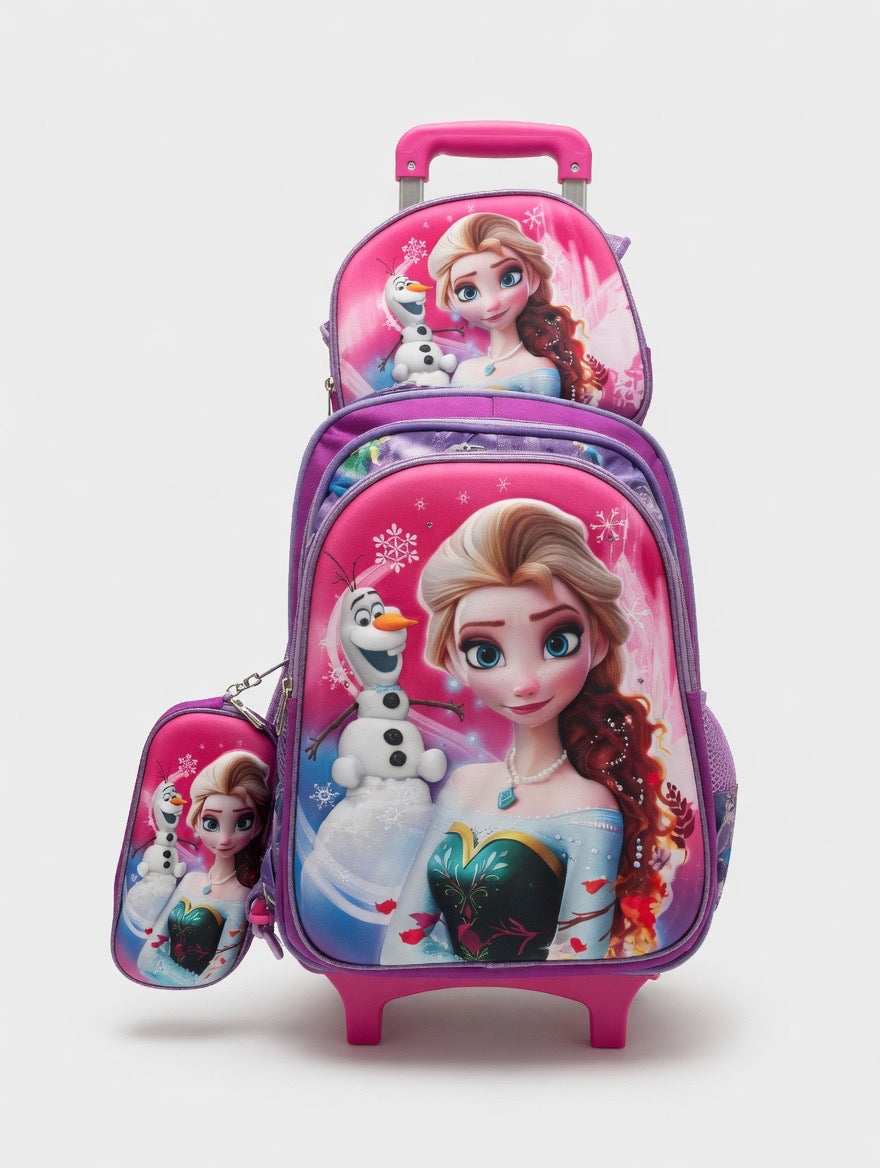 3Pcs Trolley  School Bag Set - Frozen Design