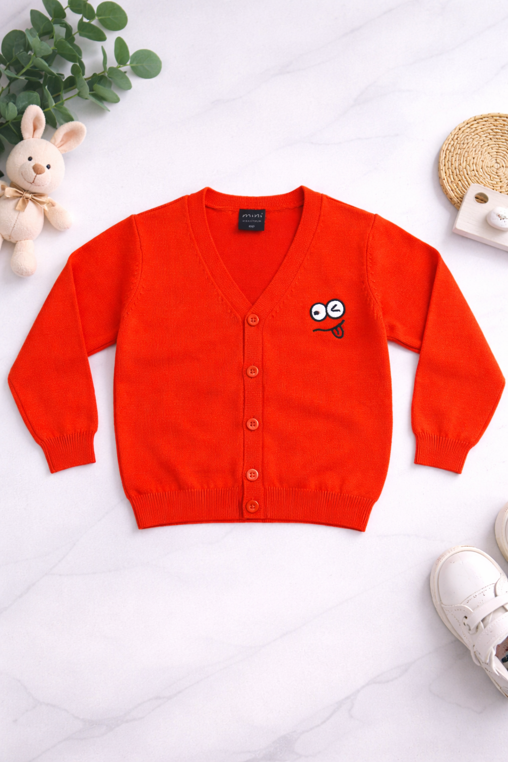 Orange unisex sweater - Classic cardigan casual design