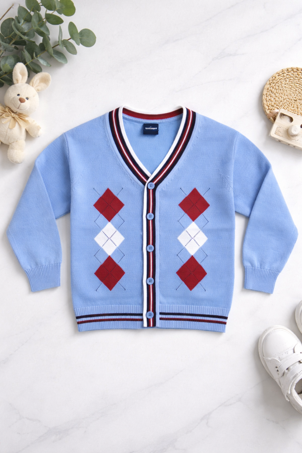 Baby blue unisex sweater - Classic cardigan casual design