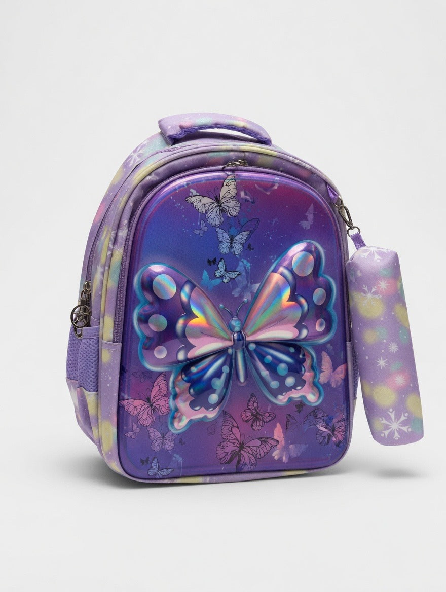 2Pcs School Bag - 3D Butterfly design