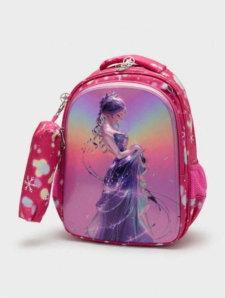 2Pcs School Bag - 3D Rainbow Lady design