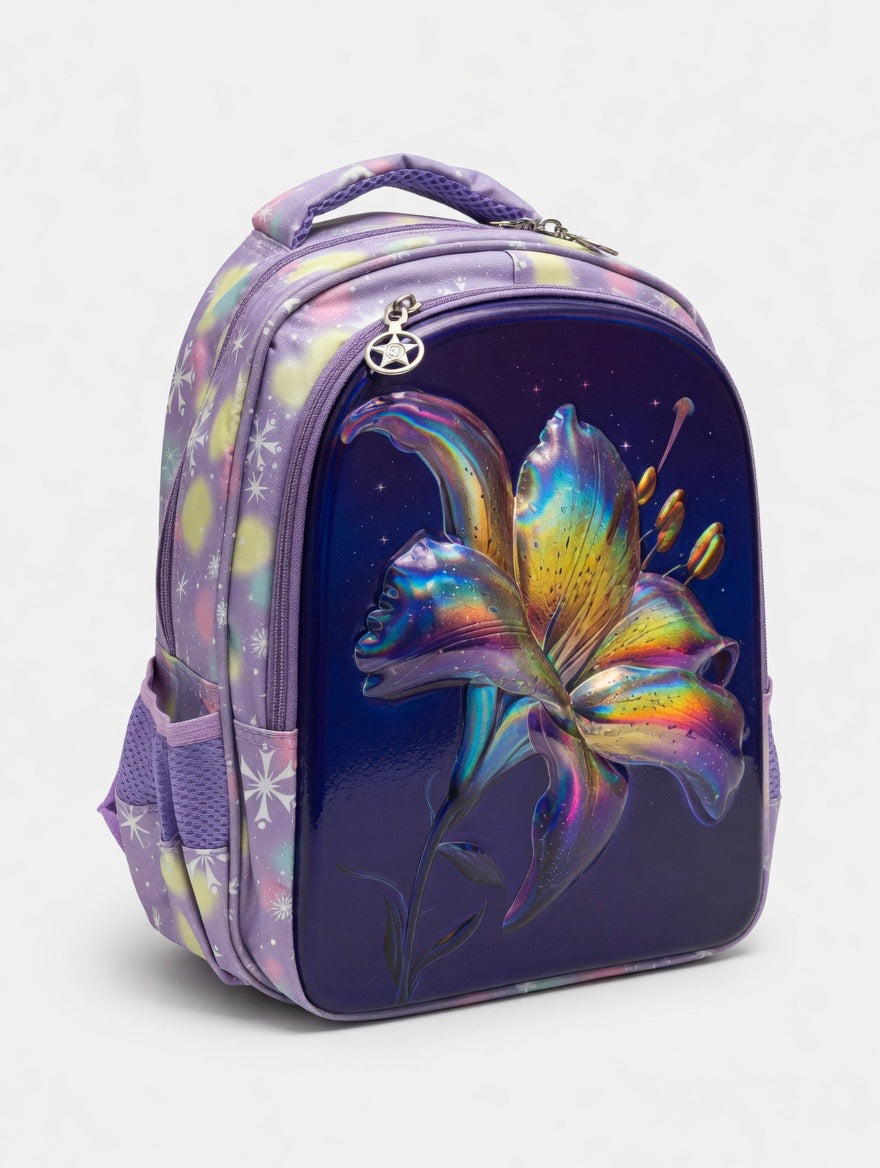 2Pcs School Bag - 3D Gold Petal Design