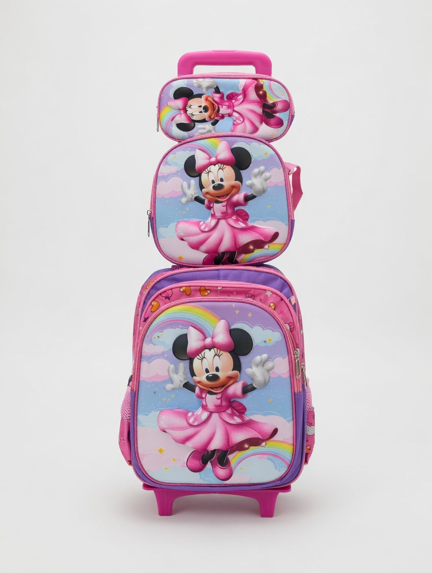 3Pcs Trolley School Bag - 'Minnie Mouse' Design
