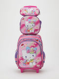 3Pcs Trolley School Bag - Smiley Kitty design