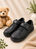 Boys Black Leather Shoes   with - Crab kids design
