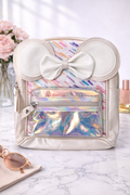 Girl's Backpack - White bow with colored design