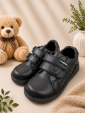 Boys Black Leather Shoes   with Strap  - Crab kids design