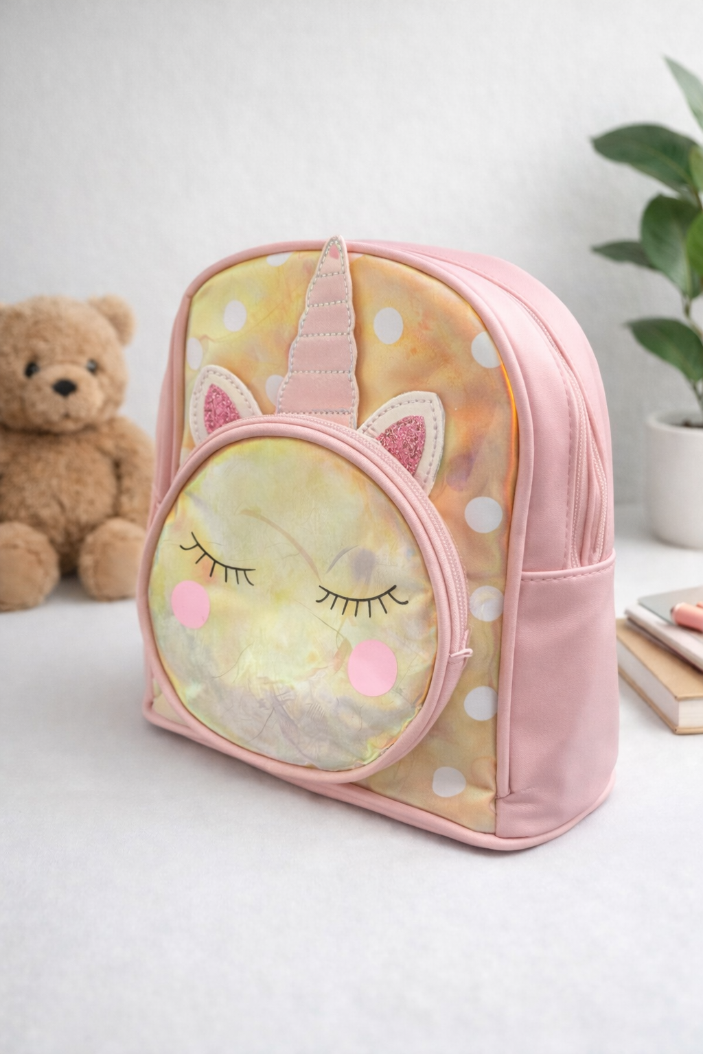 Stylish Happy Kitty design backpack (Pink)