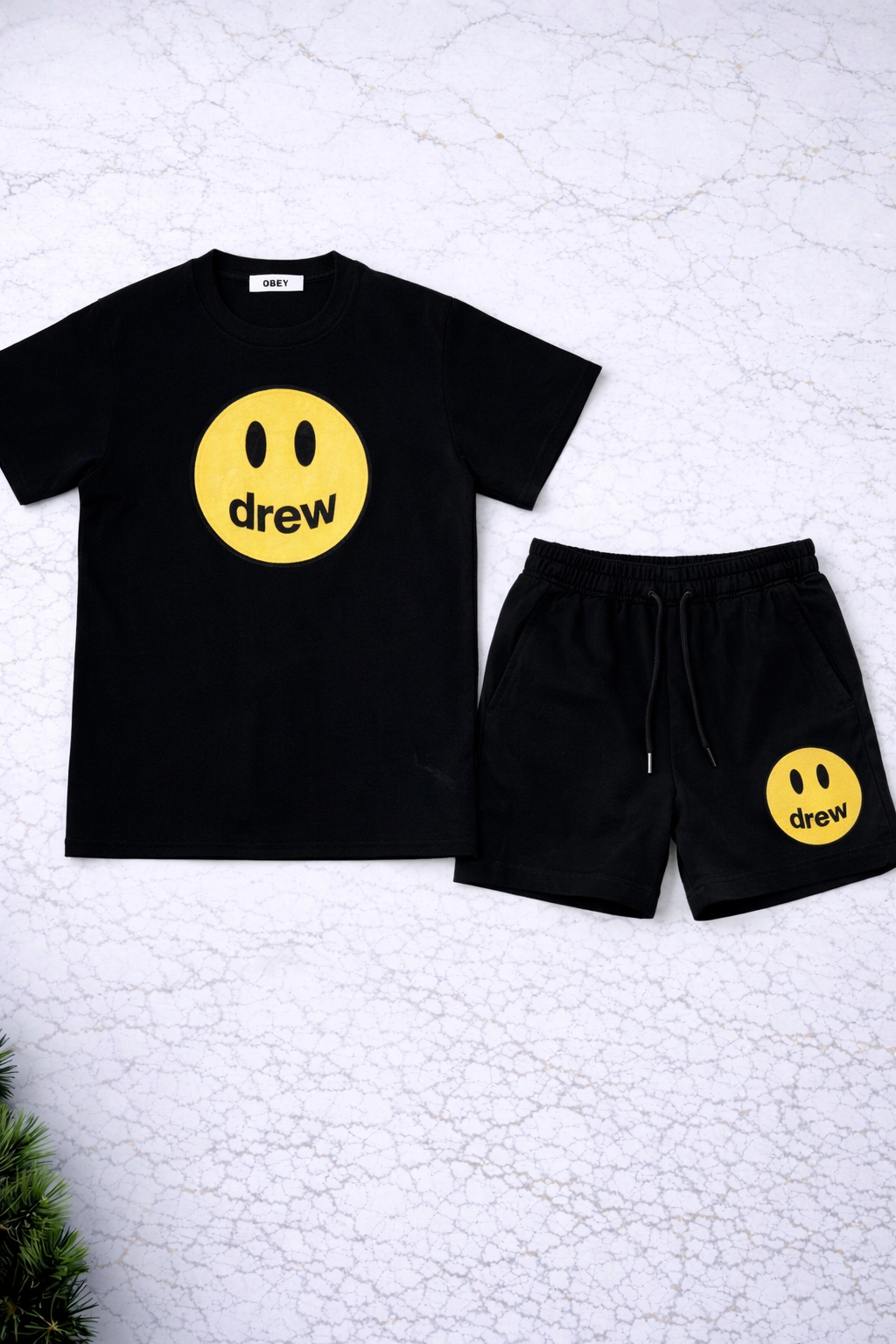 Boys 2 Pcs - All Black tee + shorts (Drew design)