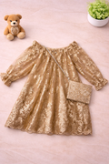 Girls 1 Piece Lace Dress (Gold)