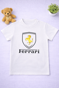 Boys White Tee shirt - Ferrari Logo design