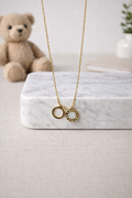 Kids Gold Necklace - Paired Circular Design Pendant