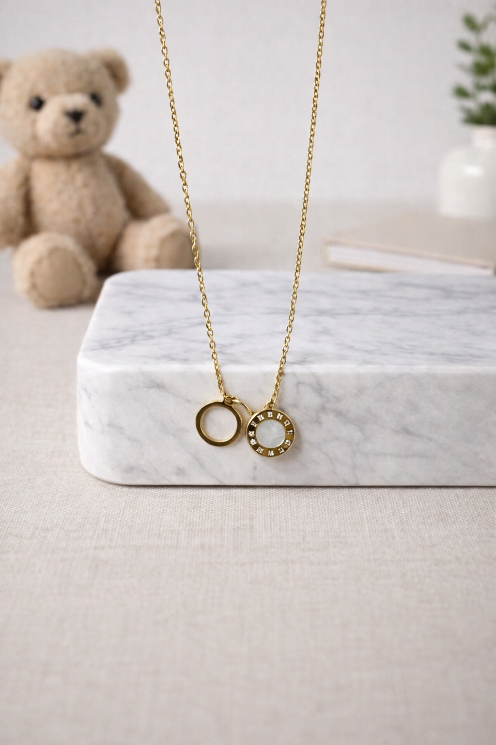Kids Gold Necklace - Paired Circular Design Pendant