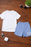 Boys 2 Pcs - White tee + Light blue shorts