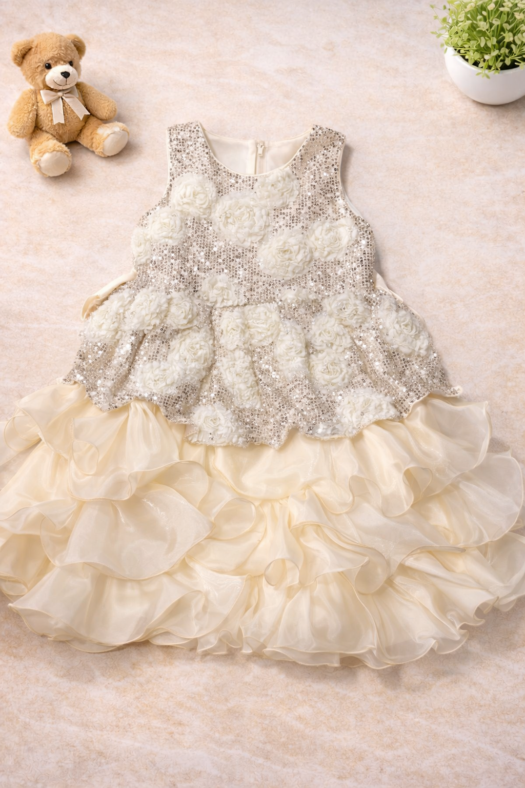 Girls 1 Piece Dress  (Cream)