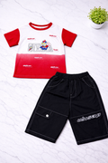 Boys 2 Pcs - Super Hero design red tee + black shorts
