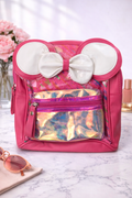 Girl's Backpack - Red Cute Cat with Glossy Bow Tie