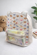 Stylish Kitty Whiskers design backpack -  (White + Anime design)