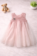 Girls 1 Piece Princess  Lace Dress (Light Pink)