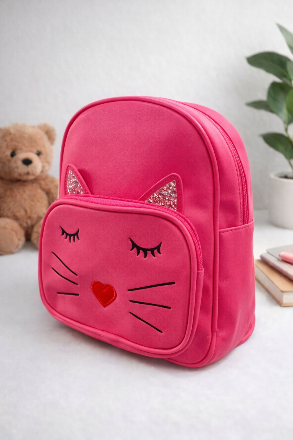 Stylish Smiley Kitty design backpack (Pink)