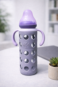 Baby Glass bottle with silicon protective cover - (Purple)