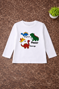 Boys Shirt - White Long sleeve Tee with Dinosaur design