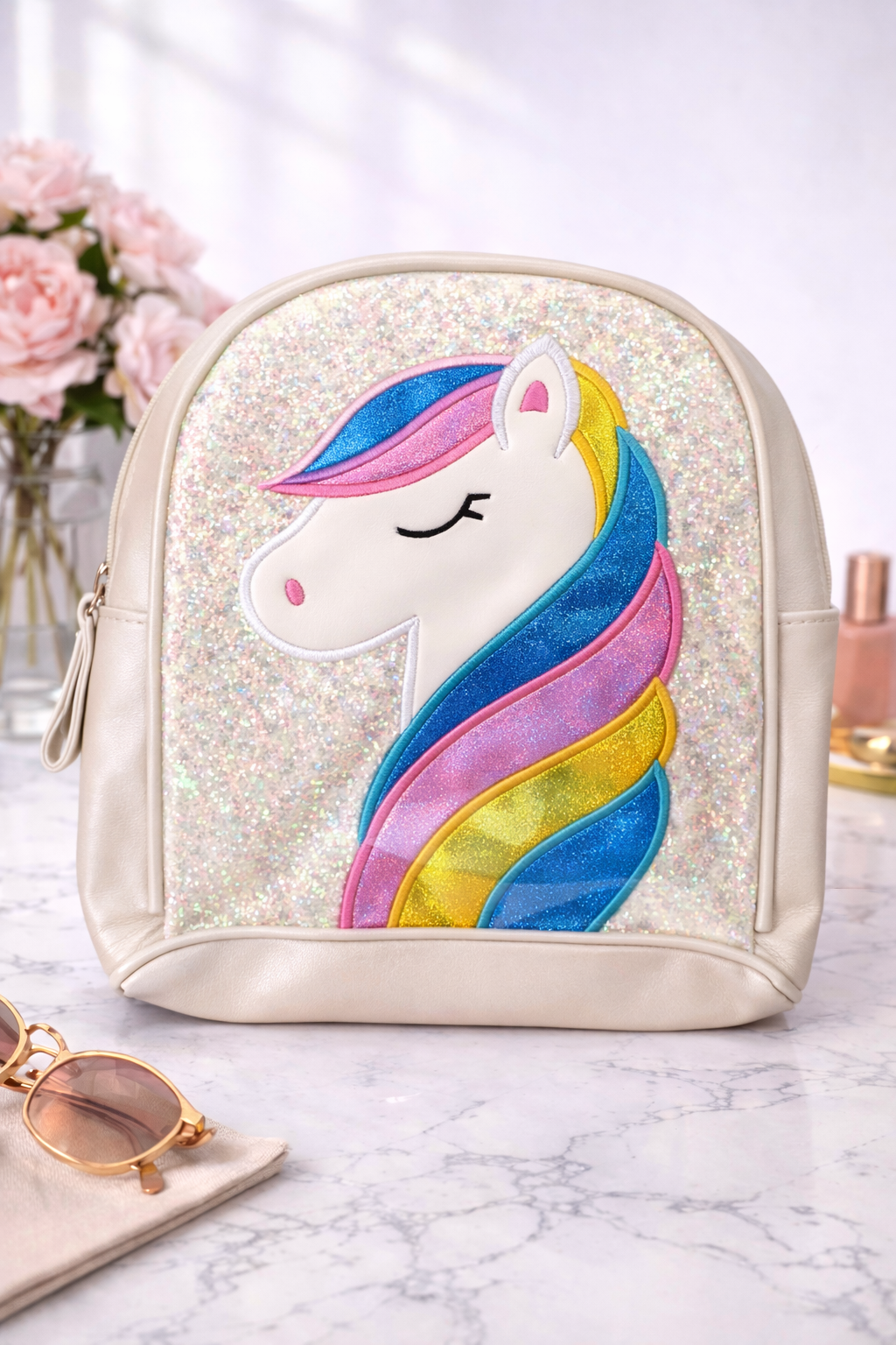 Girl's Backpack - white Unicorn