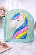 Girl's Backpack - baby blue unicorn design
