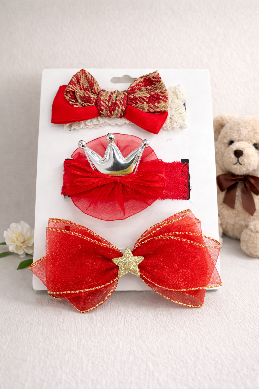 Girls - 3pcs Mesh Butterfly Ribbon Hair Clips