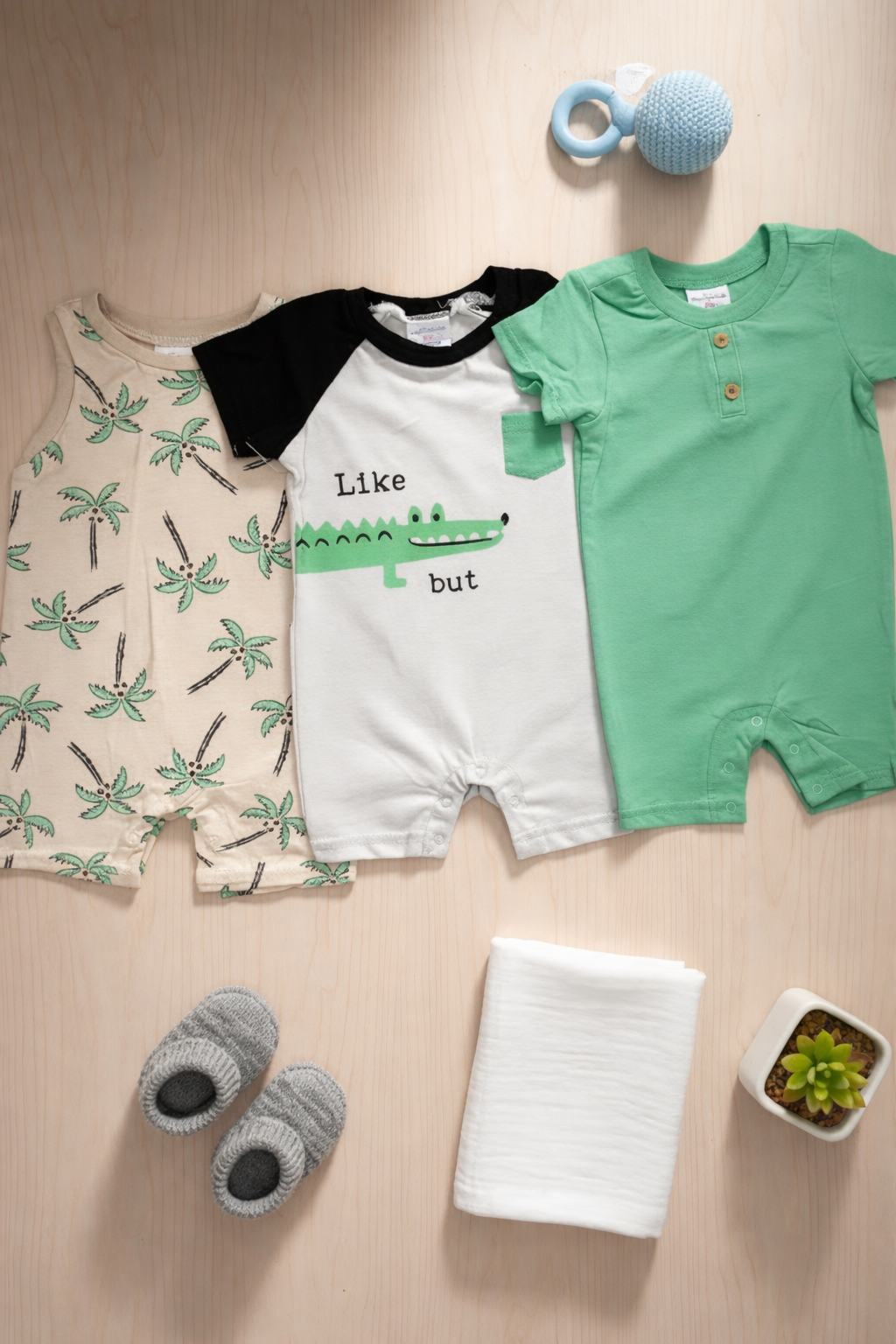 3Pcs Set - Boys Casual jumper shorts (Green Themed)
