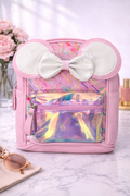Girl's Backpack - Pink with twin bow design