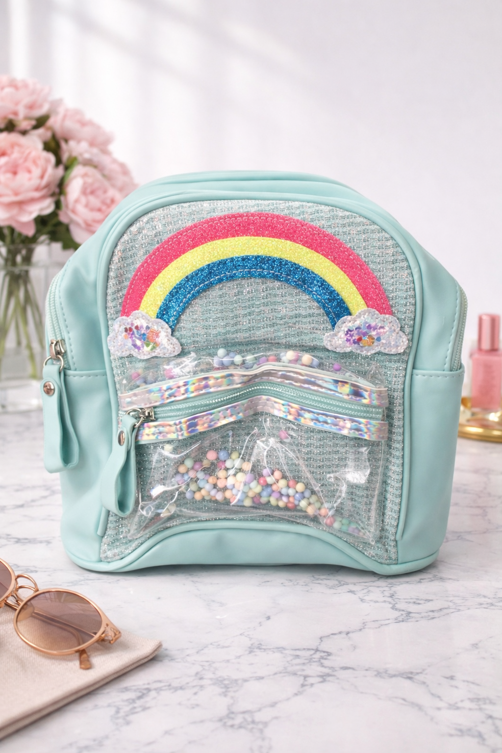 Stylish Rainbow design School Bag - Green