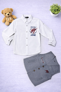Boys White Long Sleeve with Chest Design + Waist Coat