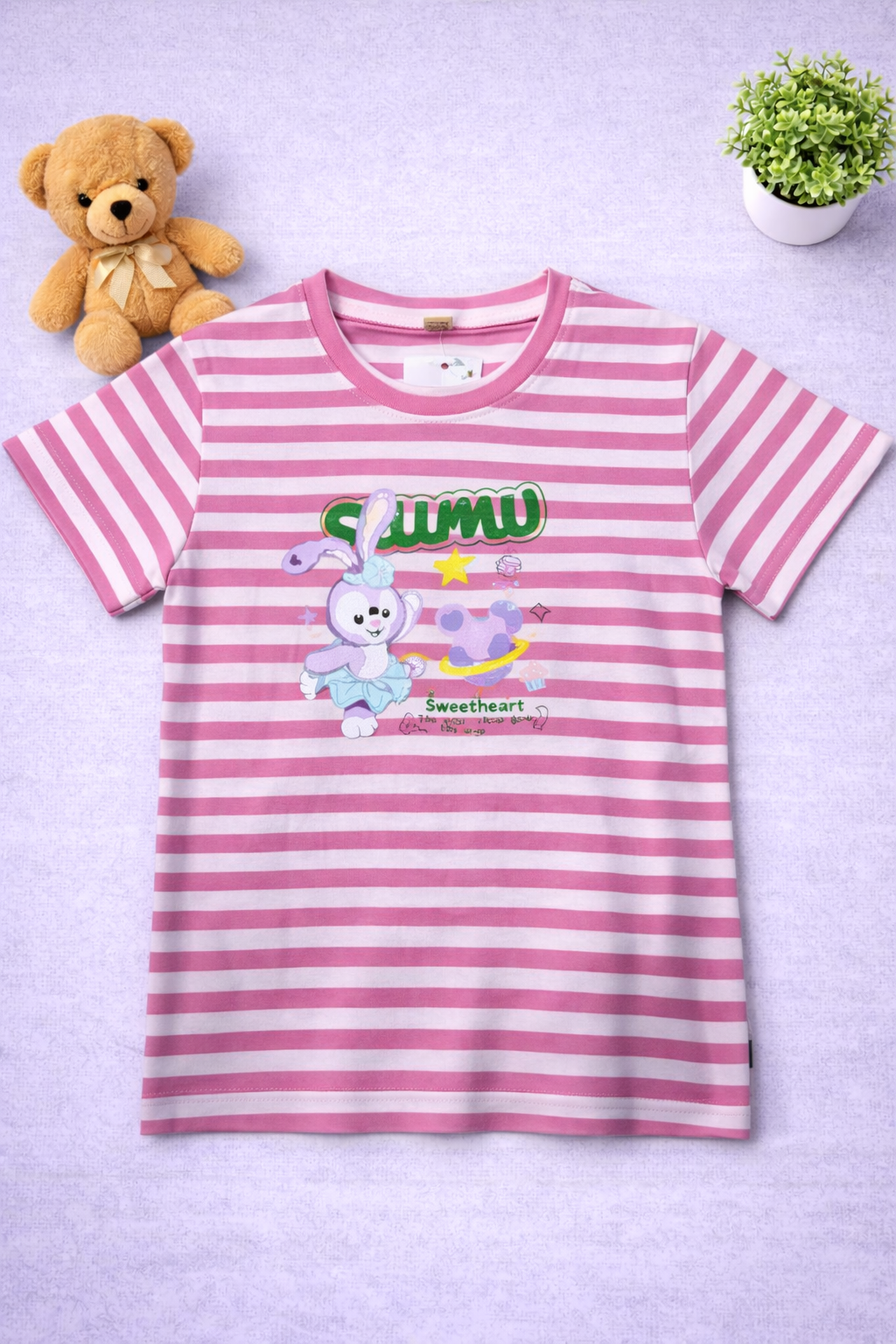 Girls Tee shirt - Stripped (Pink)