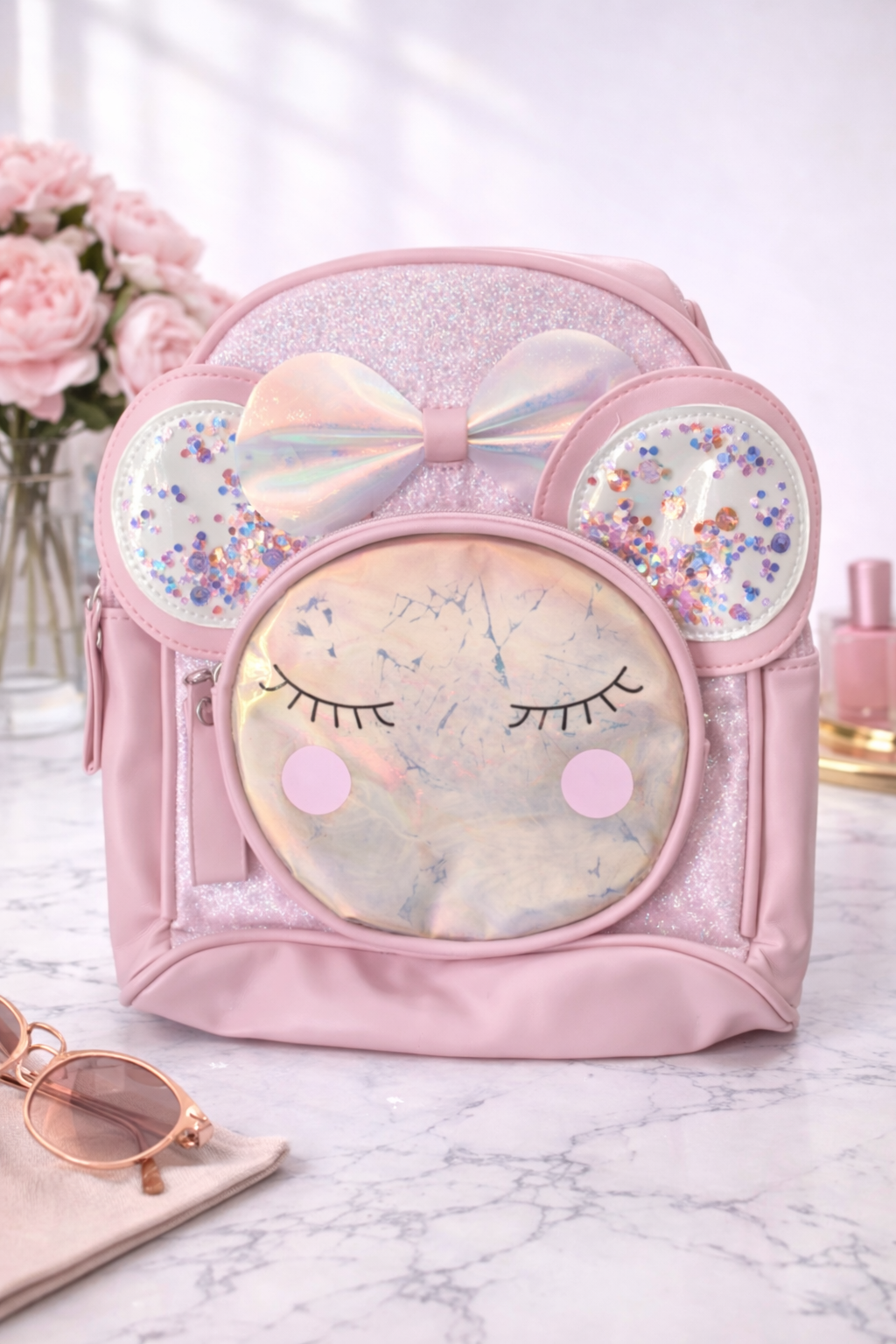 Girl's Backpack - Pink with Smiley Kitty design