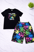 Boys 2 Pcs - Black tee + colorful shorts