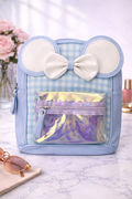 Girl's Backpack - Light blue with Twin bow design