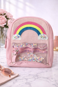 Stylish Rainbow design School Bag - Light Pink