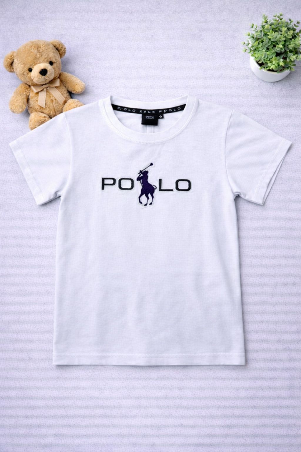 Boys White Tee - Polo Logo design