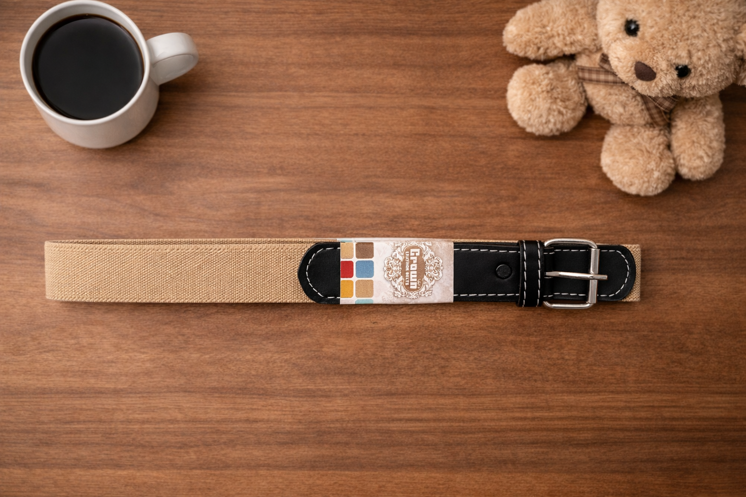 Kids Elastic Woven Belt - (Light Coffee)