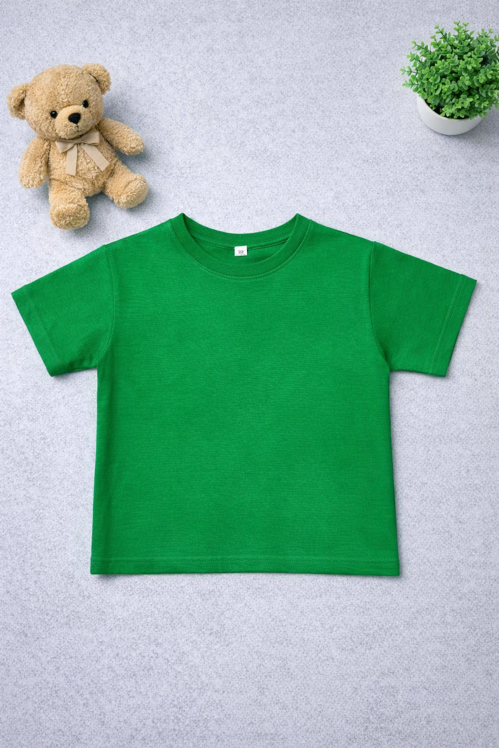 Boys Green Cotton  - Plain Tee shirt