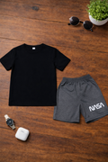 Boys 2 Pcs -black tee + grey shorts
