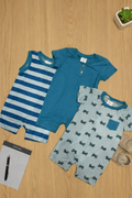 3Pcs Set - Boys Casual jumper shorts (Blue Themed)