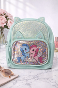Girl's Backpack - Light Green with 2 Flying horse design