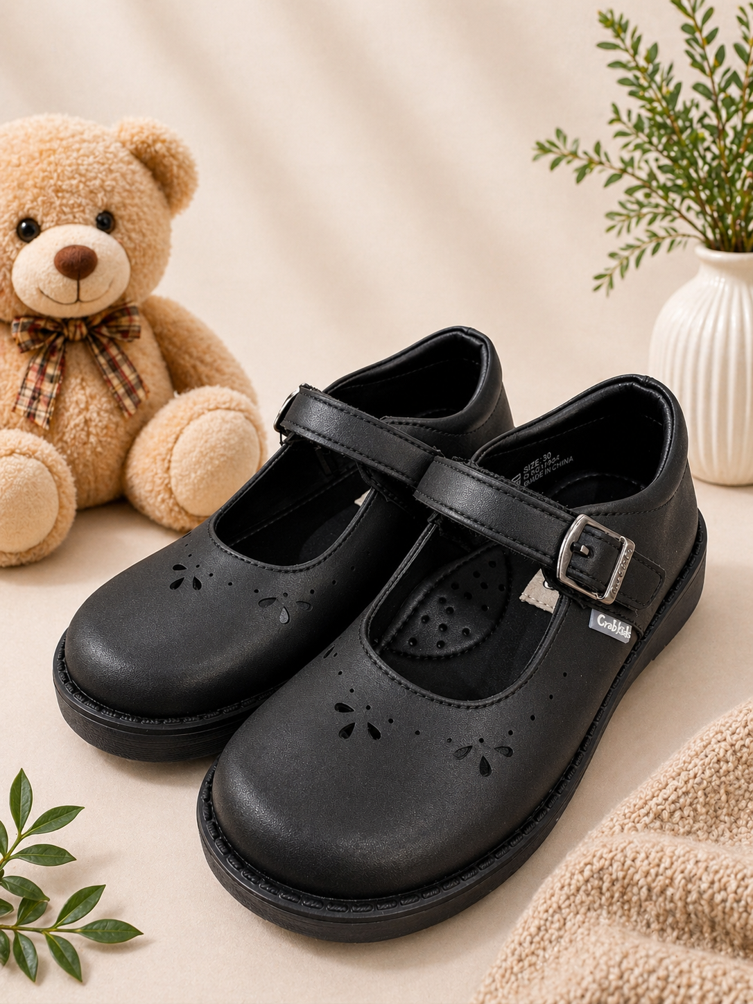 Girls Black Sandals - Carb Kids Design