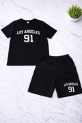 Boys 2 Pcs - All Black tee + shorts (Los Angeles Design)