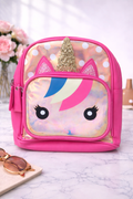 Girl's Backpack - Hot Pink with Cute Cat Design